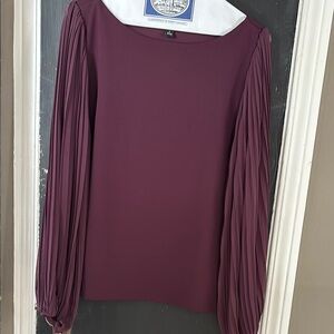 Elegant Plum Blouse with Pleated Sleeves brand new without tags  Ann Taylor